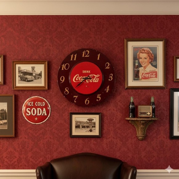 Coca-Cola Other - Vintage Original Art Deco Drink Coca Cola Clock 1950s Soda Sign 18"